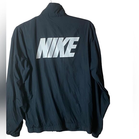 Nike Wm’s Sz Med Black White Stripes 2 Logo Athletic Windbreaker Full Zip Jacket - Picture 3 of 4